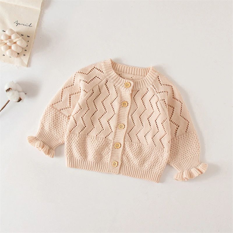 Spring and Summer Thin Hollow Jacket Shawl Baby Knitted Cardigan Sweater Girls