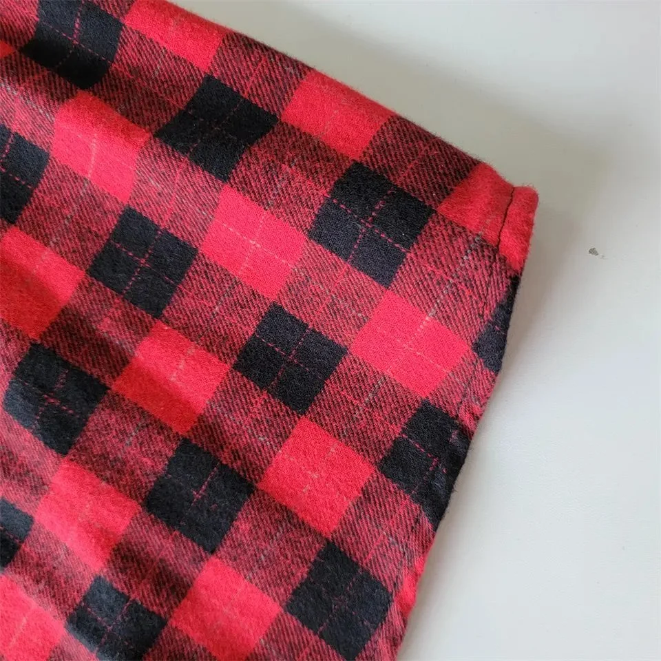 Long Sleeve Soft Oversized Plaid Men Down Collar Checked Flannel Shirts Custom Shirts