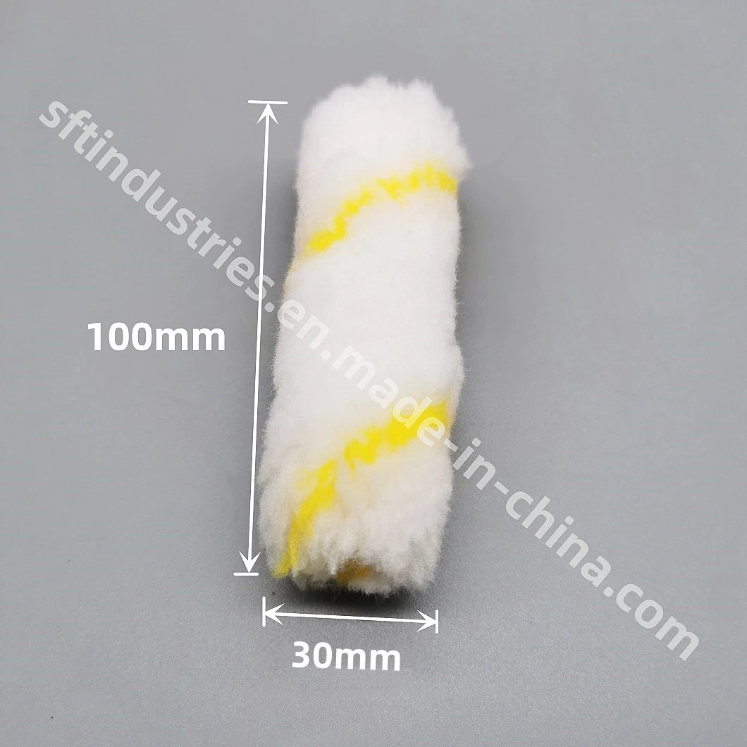 Roller Sleeves White with Yellow Stripe 30mm X 100mm for Epoxy Painting