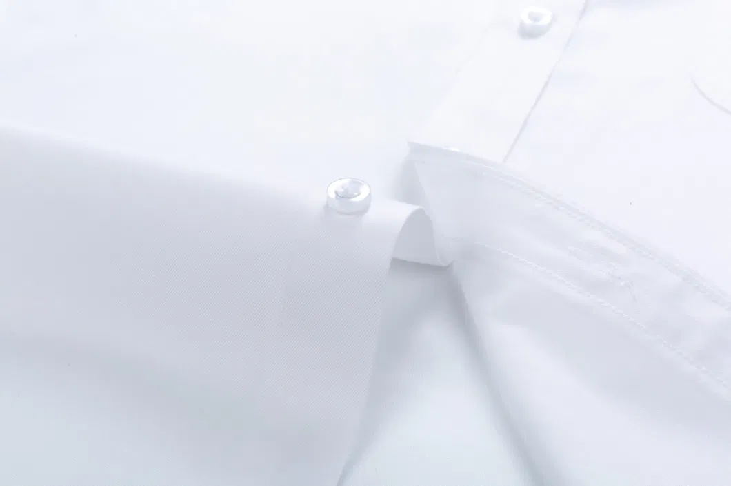 100% Cotton Long Sleeve Pure White Garment Non-Iron Shirt