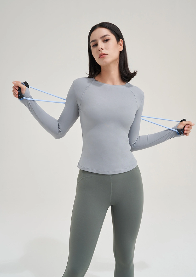 Women&prime; S Sports Wear Fitness Running Jogging Long Sleeve Gym Woman Sport Shirt Yoga Top Female Workout Tops T-Shirt