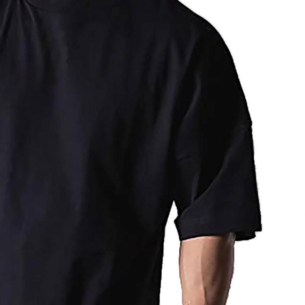 Oversized Casual Printing Men T Shirts Black Cotton Gym Heavyweight Embroidery T Shirt