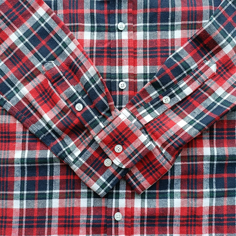 Custom Casual Unisex Oversized 100% Cotton Long Sleeve Plaid Check Flannel Shirts