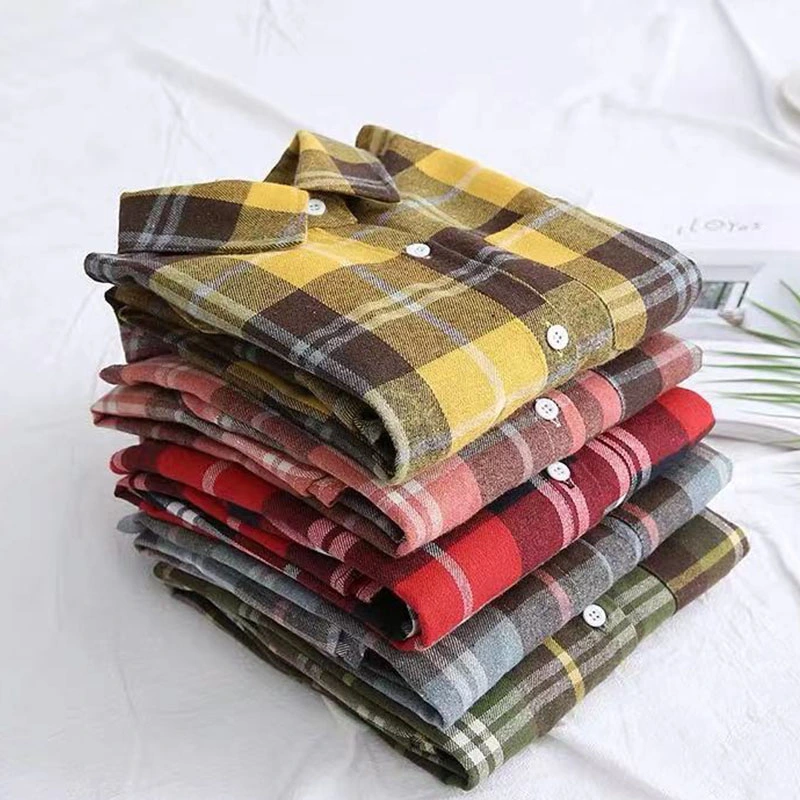 Fashion Custom Plaid Shirt Chic Pink Checked Blouse Long Sleeve Mens Casual Print Flannel Plaid Shirts Cotton Tops Spring News 2022