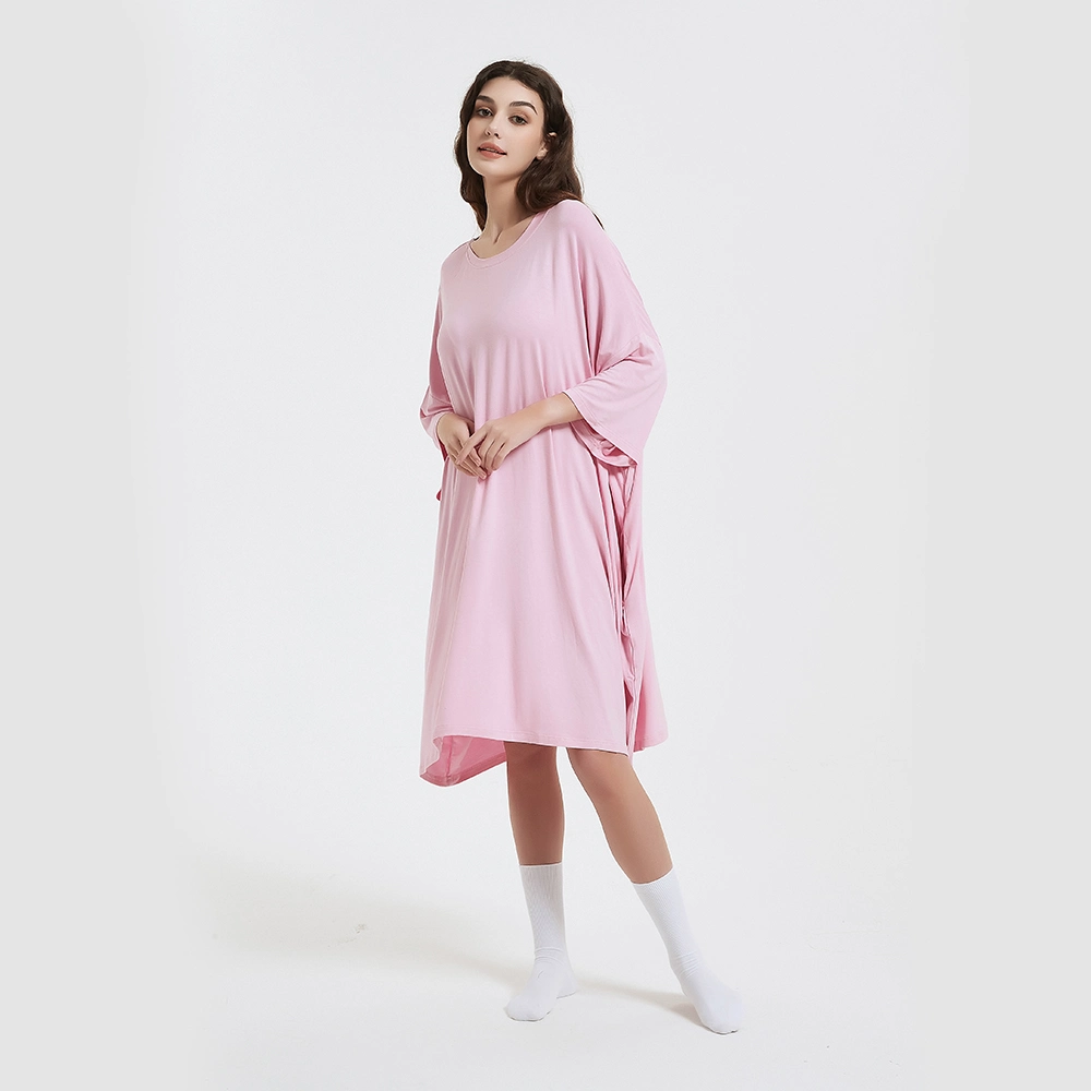 Original Factory Soft Bamboo Pajamas Long Sleeve Night Oversize T-Shirt Comfortable Sleepwear Sleep Dress Sleep Tee