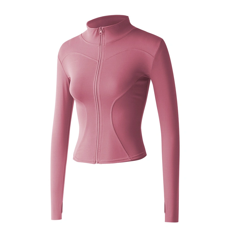 New Sports Coat Women&prime;s Spring and Autumn Fitness Clothes Stand Collar Casual Running Jacket Speed Dry Tight Yoga Top