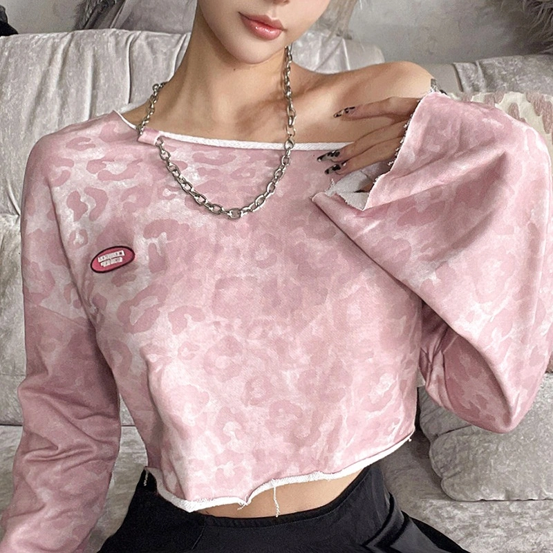 off Shoulder Long Sleeve Pink Fashion Casual Women&prime;s Shirts for Women