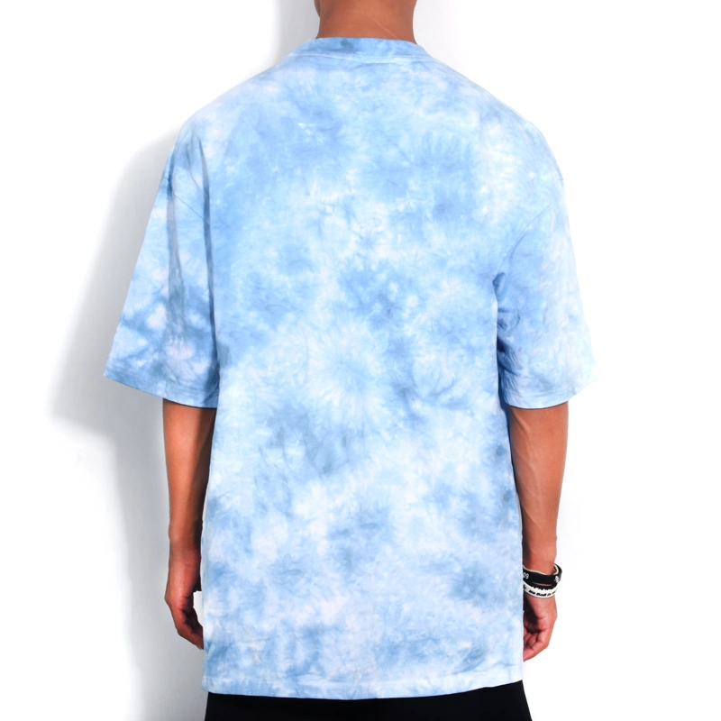 Wholesale Men High Quality 100% Cotton Fabric Washed Tie Dye T-Shirt