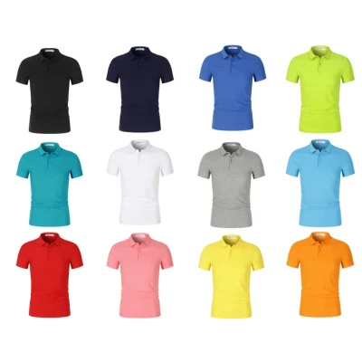 Polo de golf unisex con logotipo bordado personalizado de algodón macizo sin texto