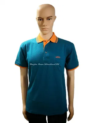 100% algodón peinado comercio al por mayor camisetas polo bordado con logotipo para el hombre