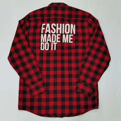 Custom popular manga larga 100% Algodón rojo y negro Plus Size Plaid camisas de franela para hombres