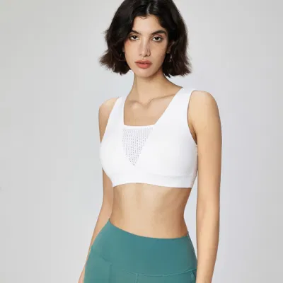 Deportes de verano ropa interior mujeres transpirable Yoga Sujetador de malla de <a href='/cuello-en-v/'>cuello en V</a> Fitness Chaleco