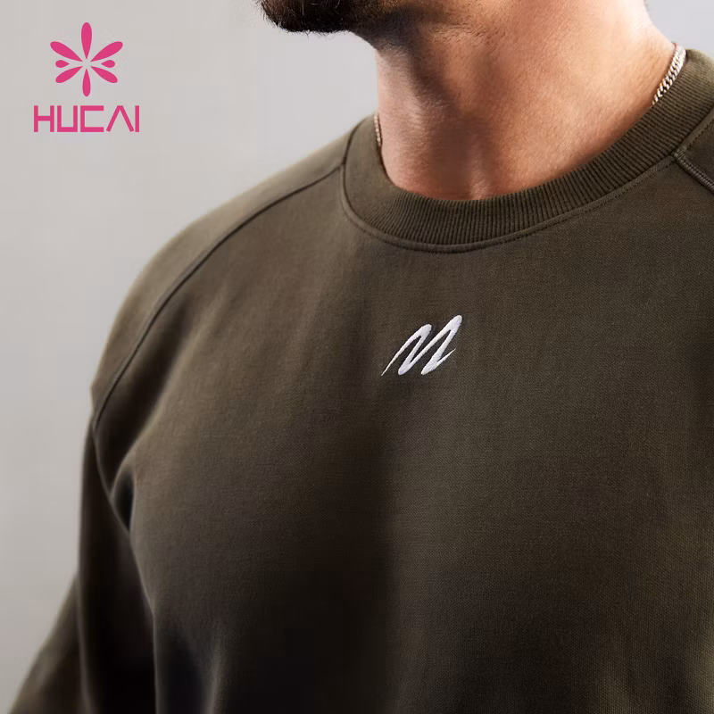 Hucai Custom Men Washed Ribbed Design Long Sleeve