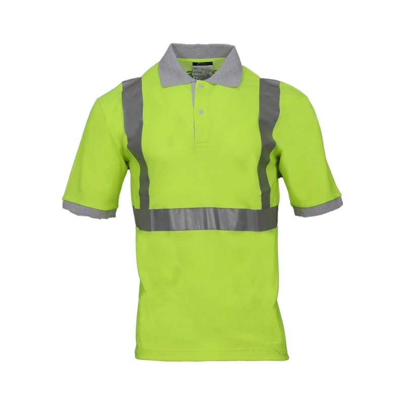 100% Cotton Pique Customized Breathable Reflective Workwear Hi-Vis Polo Shirts