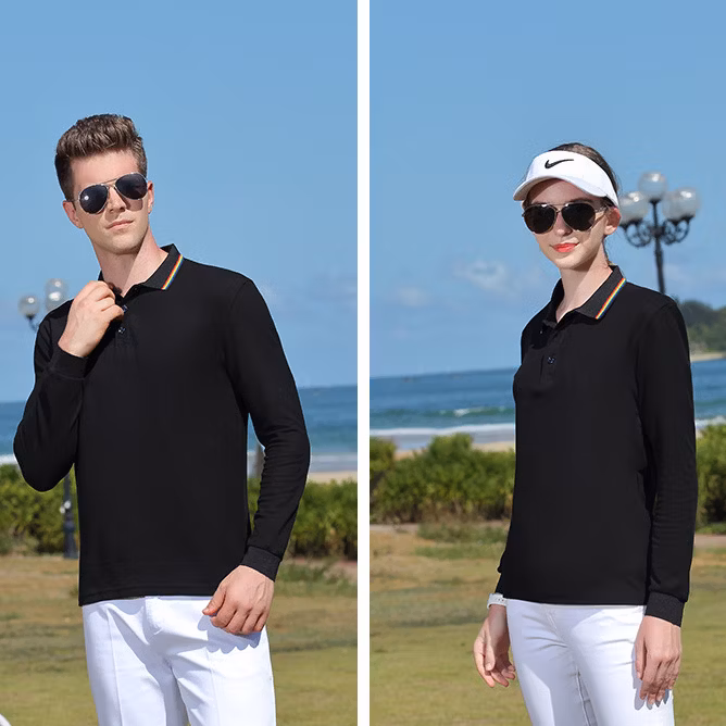 Long Sleeve Cotton Wholesale Custom Embroidery Printing Logo Commercial Advertising Culture Polo Shirt
