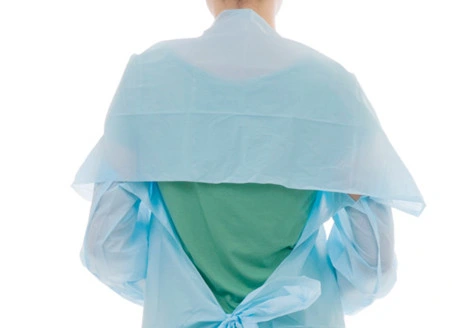 Medical Use CPE Gown Long Sleeves with Thumb Cuffs for Prevent Bacterial and Fluid in Hospital