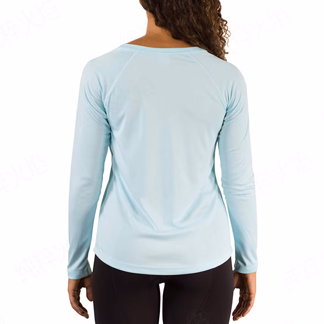 Many Colour Clothing Summer Polyester Quick Dry Body Suits Fitted Top Long Sleeve V Neck Women&prime;s T-Shirts