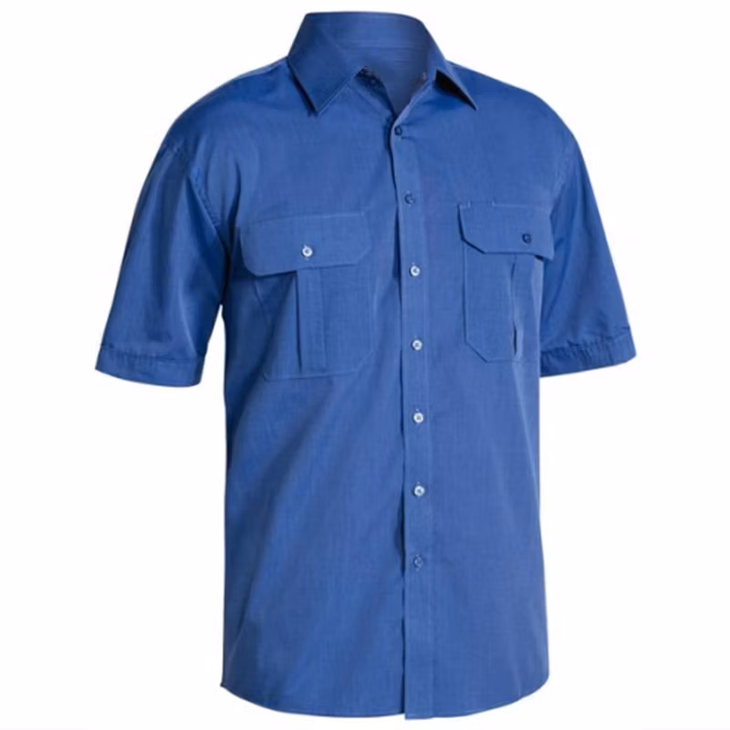 Australia Mining Custom Made Long Sleeve Safety Light Blue Men Cotton Work Shirts