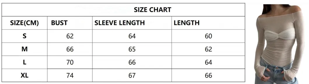 2024 Customized Spring/Summer Mesh Transparent Long Sleeved T-Shirt Fashion Strapless Sexy Top