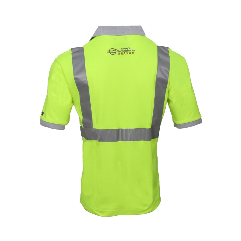 100% Cotton Pique Customized Breathable Reflective Workwear Hi-Vis Polo Shirts