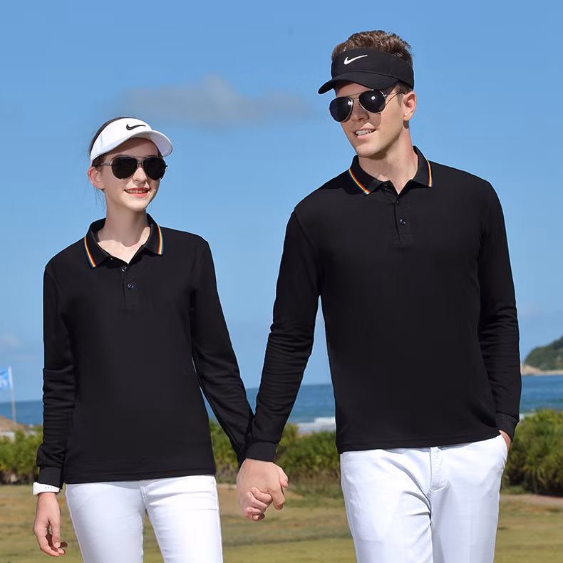 Long Sleeve Cotton Wholesale Custom Embroidery Printing Logo Commercial Advertising Culture Polo Shirt