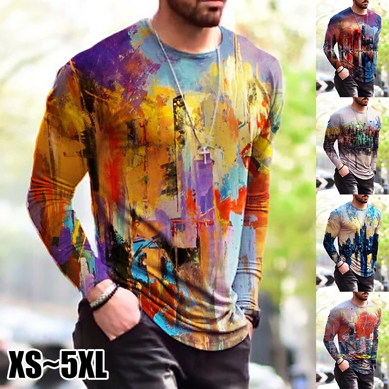 Wholesale All Over Print Plain Cheap Polyester Promotional Long Sleeves Quality Men Fashion Stock Shirt Printed Tshirt Printing T-Shirt Tee Shirts T Shirt