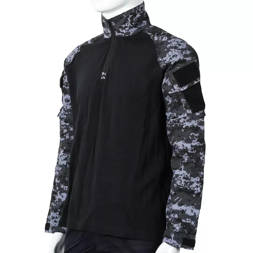 Knitted Rack Cloth Long Sleeve Frog Shirt Black Digital Camo Color Tactical Outdoor Sports