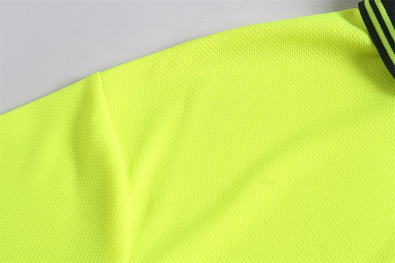 Custom Workwear Sublimation High Visibility Fluorescein Black Bontrast Security Mens Polo Shirt