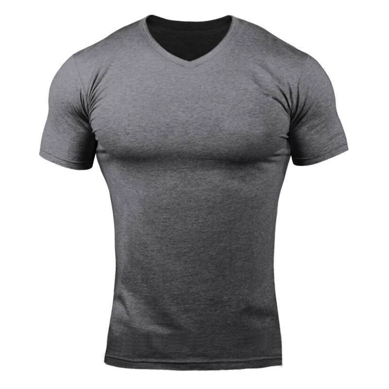 Custom Print Blank Plain V Neck Activewear Cotton Gym Sport T-Shirt for Men