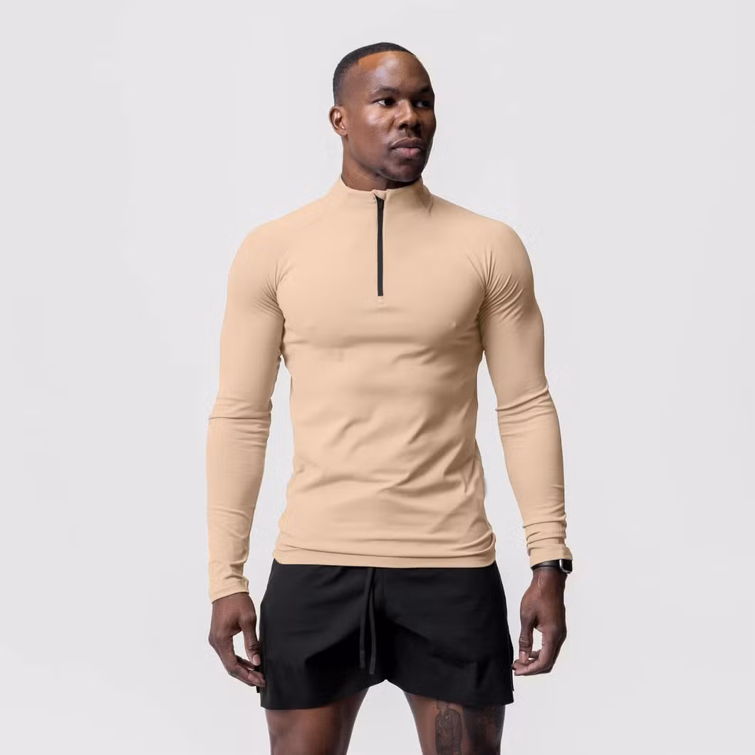 Men&prime;s Performance Active Sports Shirts Quarter Zip Long Sleevbodybuilding Running Tops Outdoor Shirt Winter Fleece Lined Thermal Pullover
