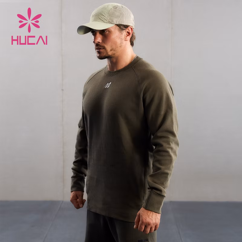 Hucai Custom Men Washed Ribbed Design Long Sleeve