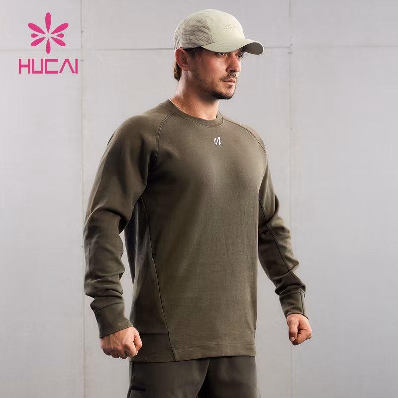 Hucai Custom Men Washed Ribbed Design Long Sleeve