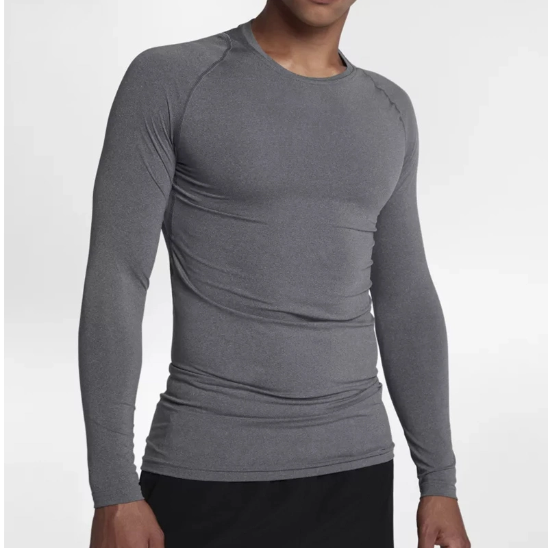 Long Sleeves Gym Top Active Wear Men Black Fitness Running Compression Shirt