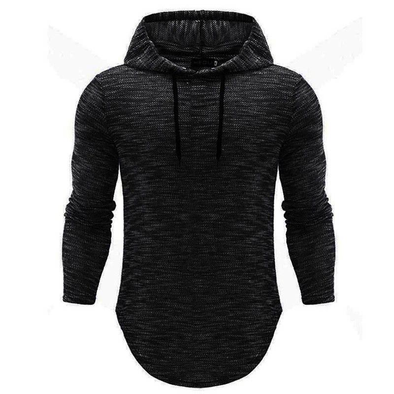 Wholesale Man T Shirt Long Sleeve Hooded Tshirts Solid Spring Clothing Male T-Shirt