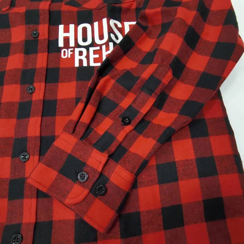 Custom Popular Long Sleeve 100% Cotton Plus Size Red and Black Flannel Plaid Shirts for Men