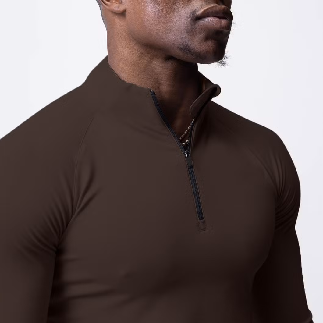 Men&prime;s Performance Active Sports Shirts Quarter Zip Long Sleevbodybuilding Running Tops Outdoor Shirt Winter Fleece Lined Thermal Pullover
