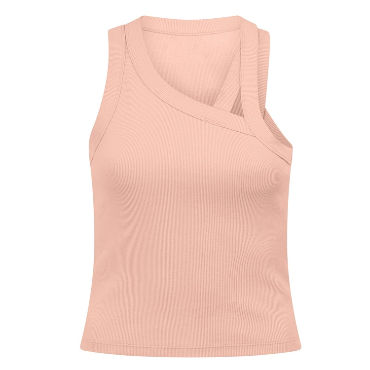 Women Yoga Sport Tank Top Custom Solid Color Breathable Rib Sleeveless Vest