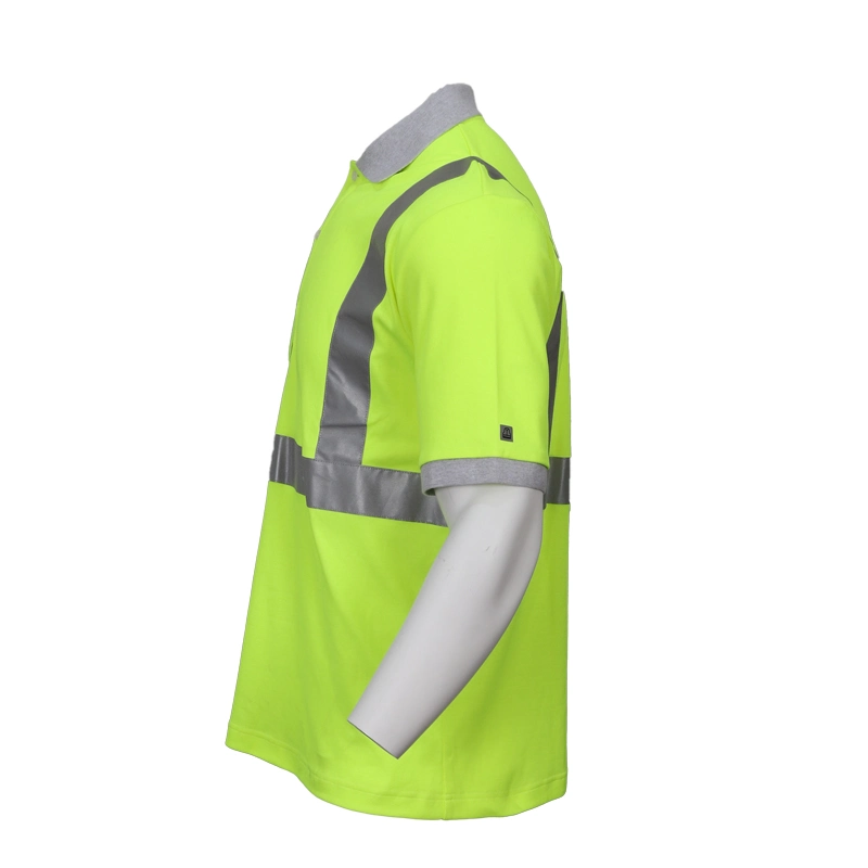 100% Cotton Pique Customized Breathable Reflective Workwear Hi-Vis Polo Shirts