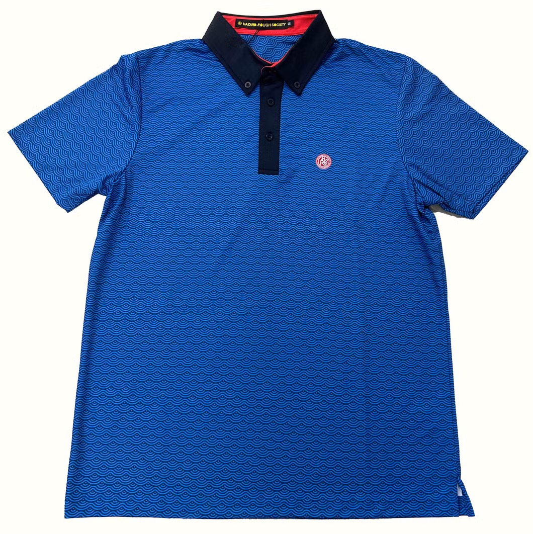 Black and White Transfer Printing Short Sleeve Customized Men Wear Polo Shirts