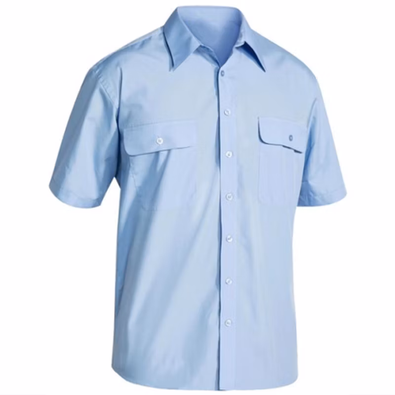 Australia Mining Custom Made Long Sleeve Safety Light Blue Men Cotton Work Shirts