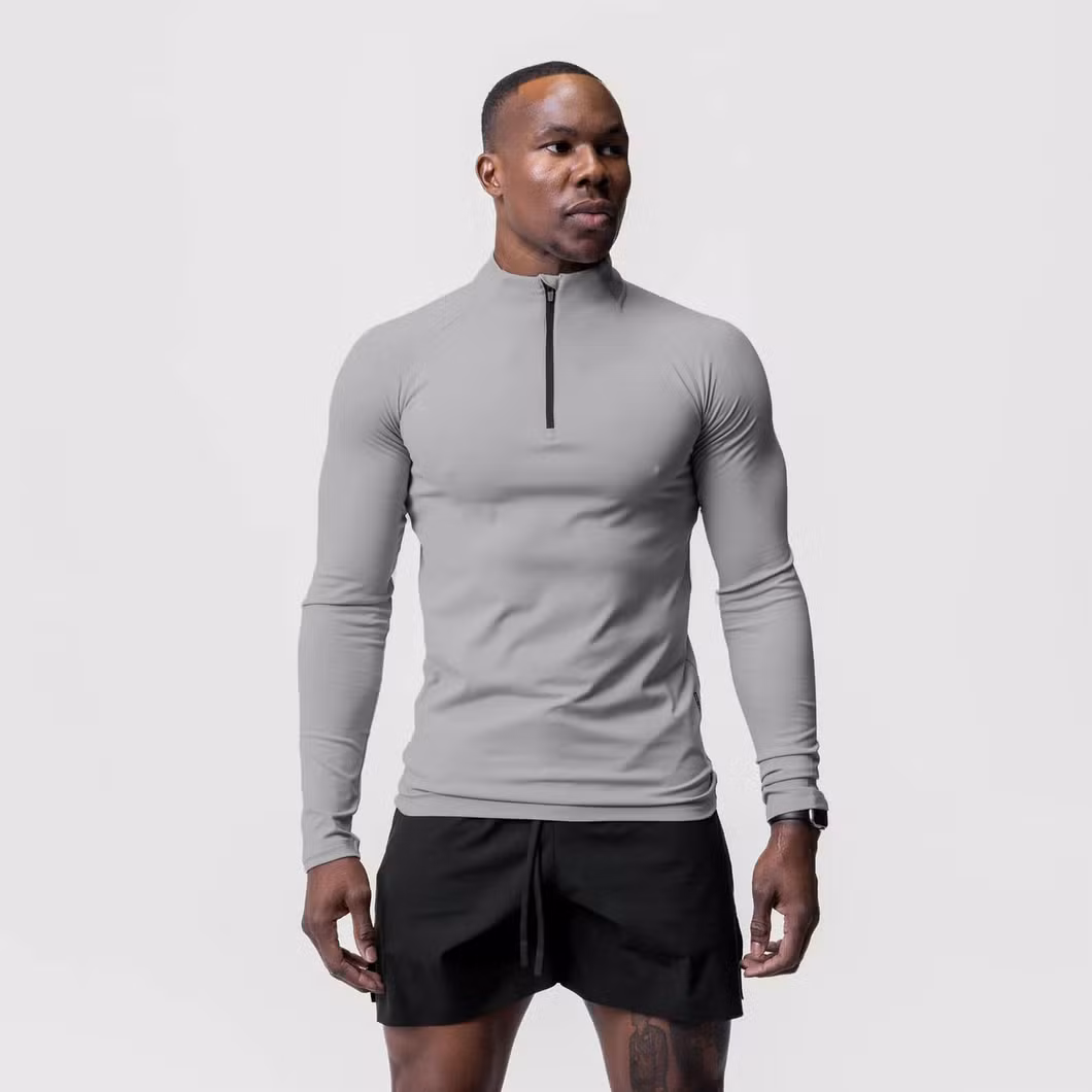 Men&prime;s Performance Active Sports Shirts Quarter Zip Long Sleevbodybuilding Running Tops Outdoor Shirt Winter Fleece Lined Thermal Pullover