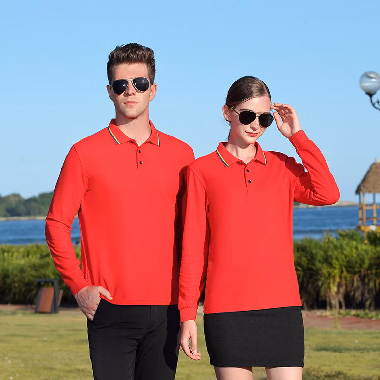 Long Sleeve Cotton Wholesale Custom Embroidery Printing Logo Commercial Advertising Culture Polo Shirt