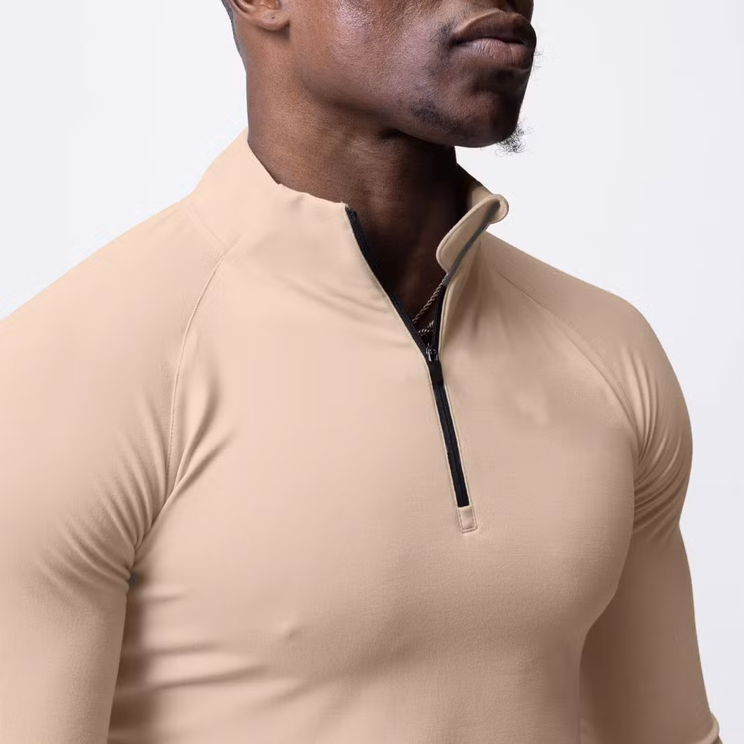 Men&prime;s Performance Active Sports Shirts Quarter Zip Long Sleevbodybuilding Running Tops Outdoor Shirt Winter Fleece Lined Thermal Pullover