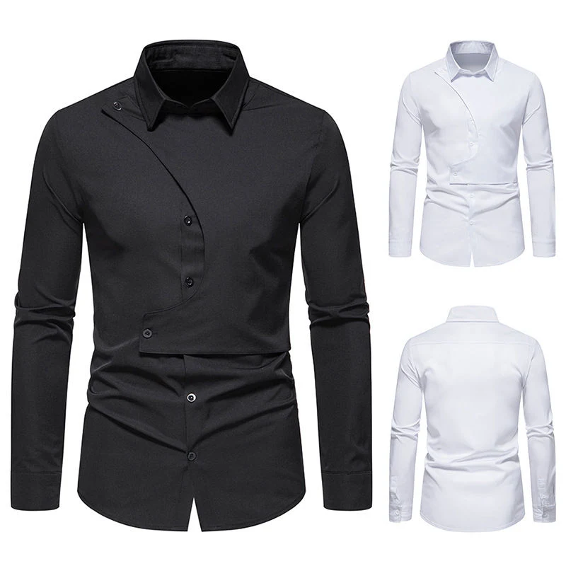 Vintage Formal Men&prime;s Long Sleeves White Black Work Shirts Custom Logo Mens Clothing Blank Plain Dress Shirt