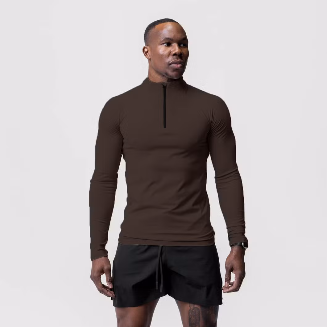 Men&prime;s Performance Active Sports Shirts Quarter Zip Long Sleevbodybuilding Running Tops Outdoor Shirt Winter Fleece Lined Thermal Pullover