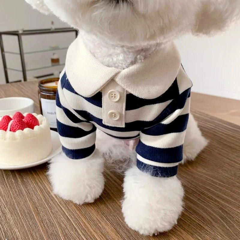 Spring Striped Polo Shirt Thin Teddy Bear