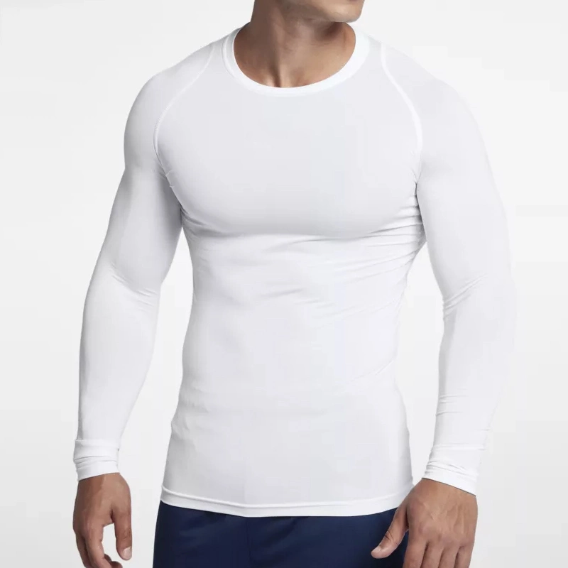 Long Sleeves Gym Top Active Wear Men Black Fitness Running Compression Shirt