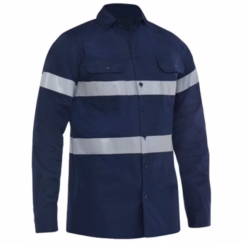 Australia Mining Custom Made Long Sleeve Safety Light Blue Men Cotton Work Shirts