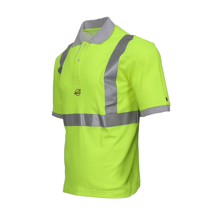 100% Cotton Pique Customized Breathable Reflective Workwear Hi-Vis Polo Shirts