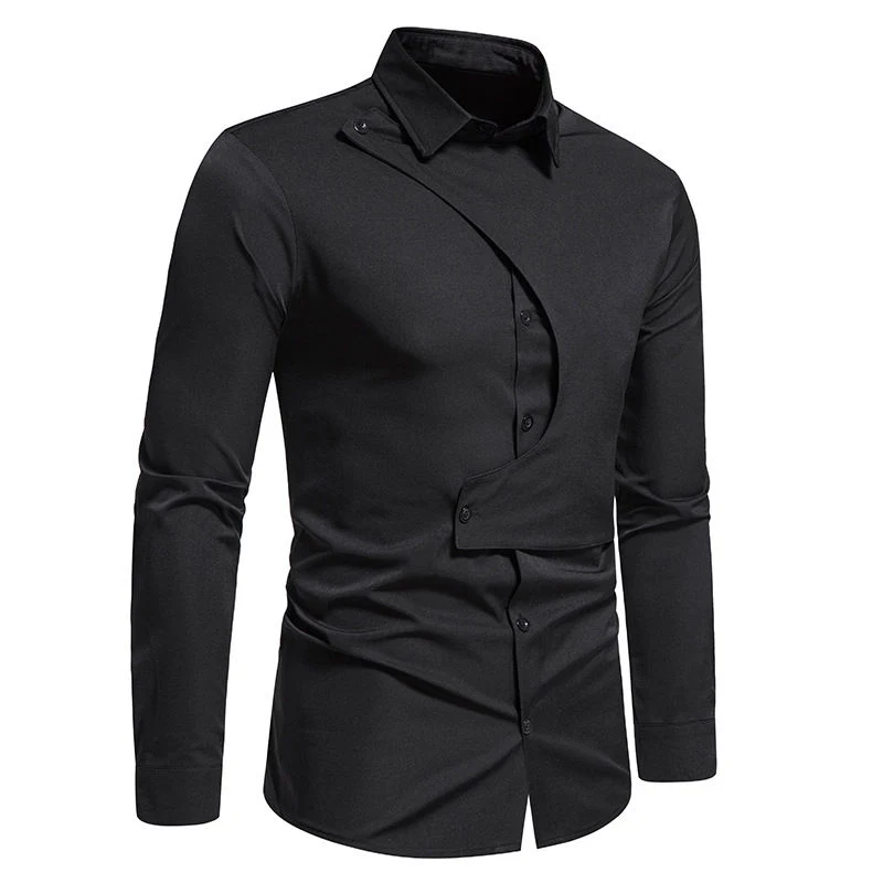 Vintage Formal Men&prime;s Long Sleeves White Black Work Shirts Custom Logo Mens Clothing Blank Plain Dress Shirt